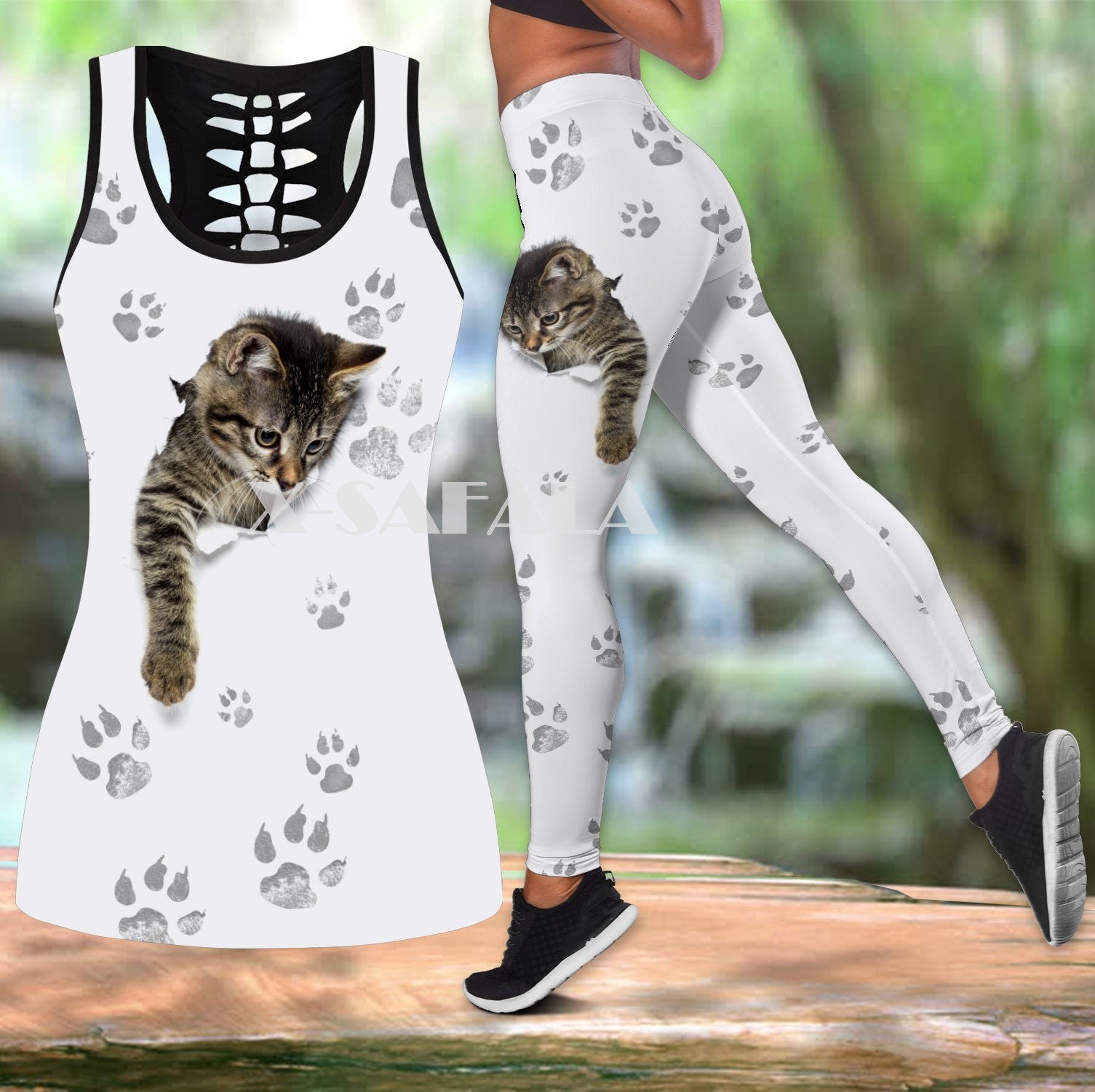 Fashion Women 3D Animal Elephant Print Two Piece Yoga Set Vest Hollow Tank  Top Legging Sport Fitness Quick Dry, Tank and Legging, X-Small : :  Clothing, Shoes & Accessories