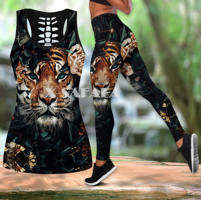 Summer Womens 3D Tiger Animal Printed Tank Tops Leggings Set Sexy Funny  Hollow Vest, Gray, Large : : Clothing, Shoes & Accessories