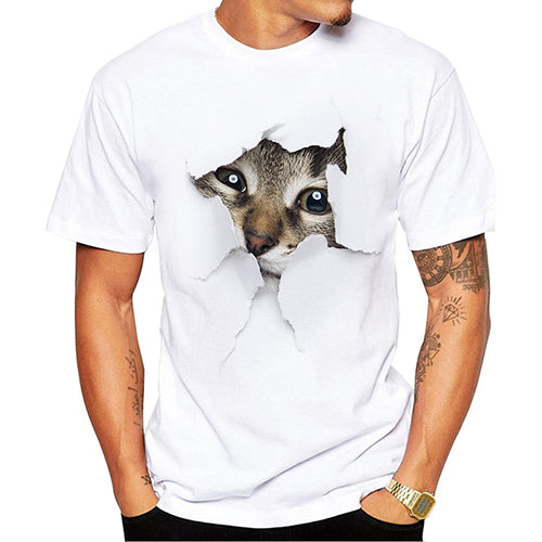 Kitten Breaking Out T Shirt Men - 6 Styles in White - Only Cat Shirts